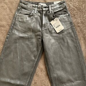 Zara Metallic Silver Jeans